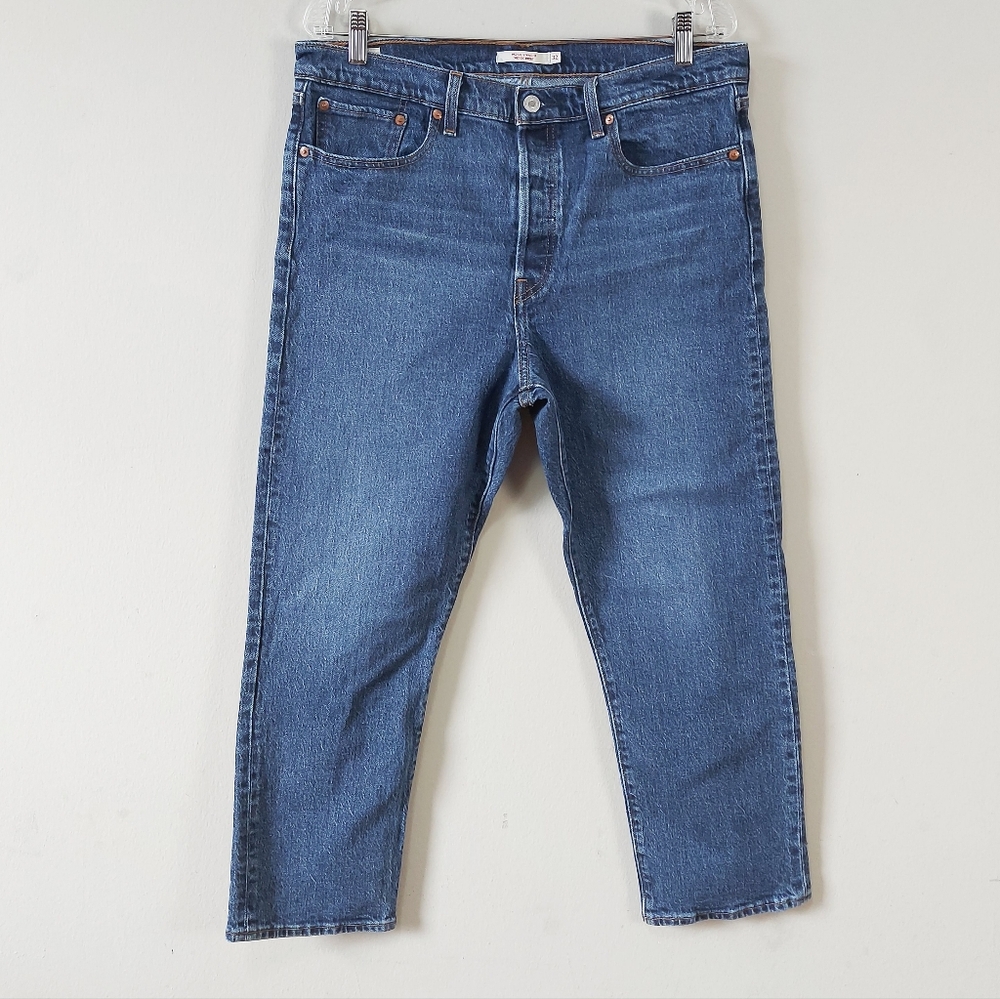 Levis‎ Women Wedgie Straight Ankle Jeans Size 32 Blue Medium Wash Straight Leg